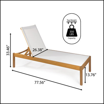 Lagunan 77.56"x26.38" Modern Minimalist Adjustable Acacia Wood Chaise Outdoor Lounge Chair - JONATHAN Y
